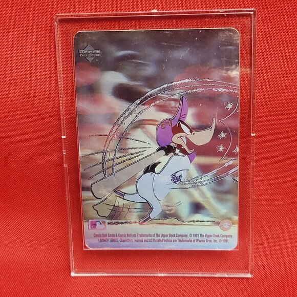 Upper Deck Comic Ball Card Looney Tunes Reggie Jackson Daffy Duck Batting Hologr - Picture 9 of 11